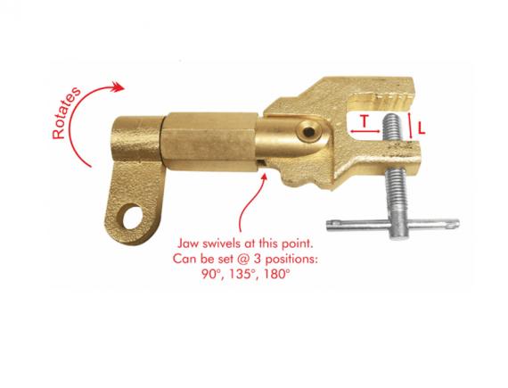 Brass Rotating Earth Clamp 400A at 35% and 300A at 60%