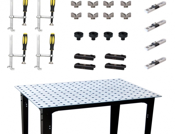 Complete Modular Fixturing Kit for the set up of 4x ROUND Tubing Frames - FixturePoint Table + Clamps + Components TBHKM200