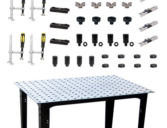 Kit pour fixation de tubes ronds et carrés Table FixturePoint + Brides + Accessoires TBHKM300 STRONGHAND TOOLS