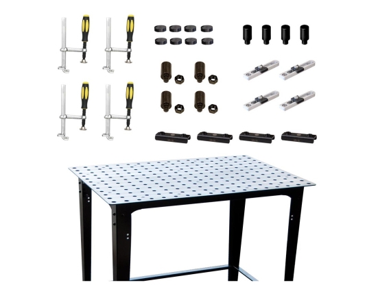 Complete Modular Fixturing Kit for the set up of 4x SQUARE Tubing Frames - FixturePoint Table + Clamps + Components TBHKM100