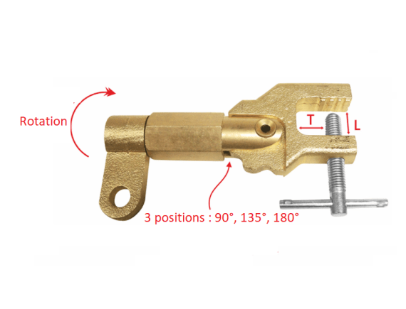 Pinza de masa giratoria de latón - 400A a 35% y 300A a 60%